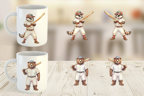 Mug Wrap Watercolor Woodland Animal Baseball Sublimation artnoy 