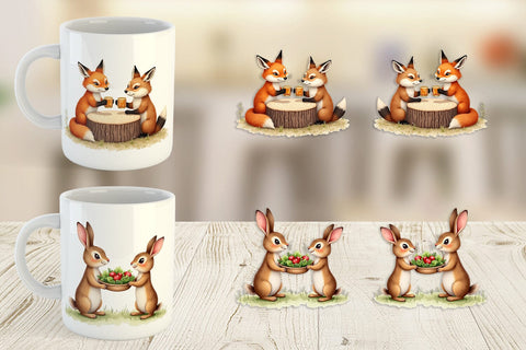 Mug Wrap Watercolor Woodland Friendsgiving Sublimation artnoy 