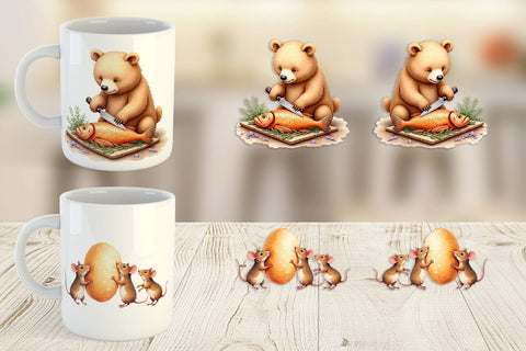 Mug Wrap Watercolor Woodland Friendsgiving Sublimation artnoy 