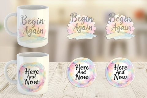 Mug Wrap Watercolor Zen Botanical Minimal Quote Sublimation artnoy 