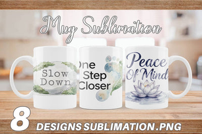 Mug Wrap Watercolor Zen Botanical Minimal Quote Sublimation artnoy 