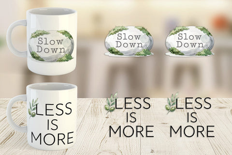 Mug Wrap Watercolor Zen Botanical Minimal Quote Sublimation artnoy 