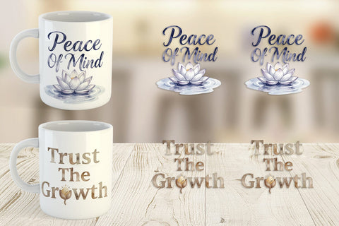 Mug Wrap Watercolor Zen Botanical Minimal Quote Sublimation artnoy 