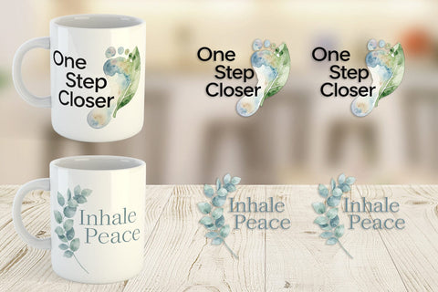 Mug Wrap Watercolor Zen Botanical Minimal Quote Sublimation artnoy 