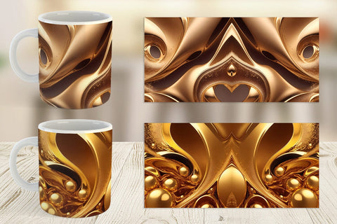 Mug Wrap Wave Liquid Gold Sublimation artnoy 