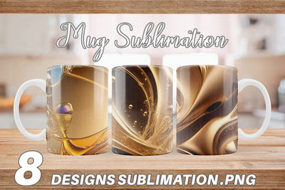Mug Wrap Wave Liquid Gold Sublimation artnoy 