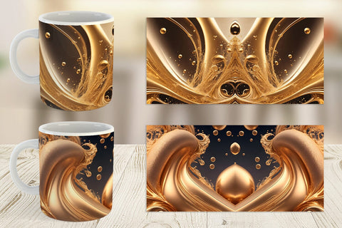 Mug Wrap Wave Liquid Gold Sublimation artnoy 