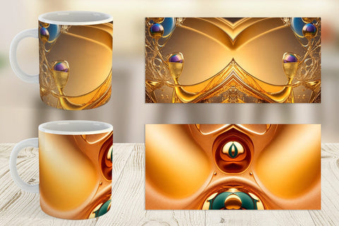 Mug Wrap Wave Liquid Gold Sublimation artnoy 