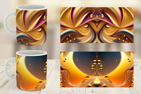 Mug Wrap Wave Liquid Gold Sublimation artnoy 