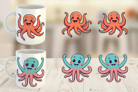 Mug Wrap Waving Octopus Sublimation artnoy 