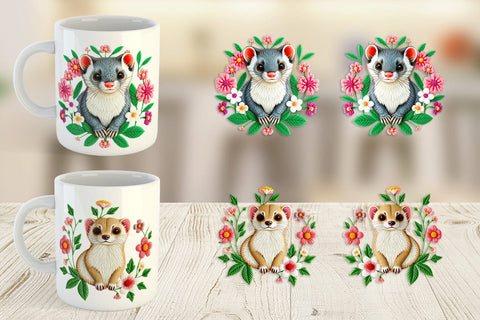 Mug Wrap Weasel Embroidery Sublimation artnoy 