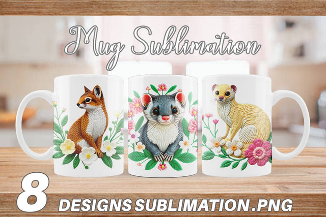 Mug Wrap Weasel Embroidery Sublimation artnoy 