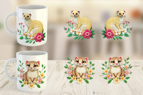 Mug Wrap Weasel Embroidery Sublimation artnoy 
