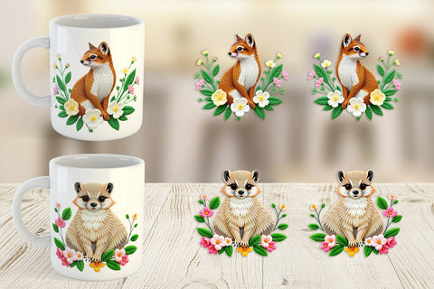 Mug Wrap Weasel Embroidery Sublimation artnoy 