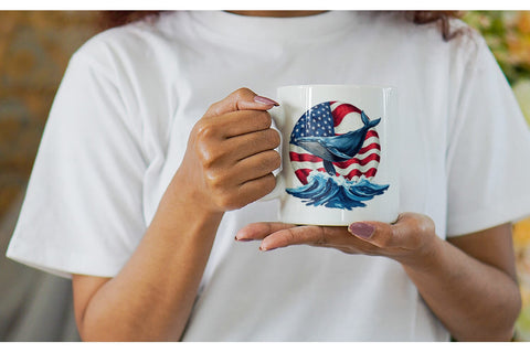 Mug Wrap Whale 4th of July Sublimation artnoy 