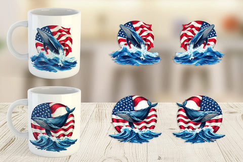 Mug Wrap Whale 4th of July Sublimation artnoy 