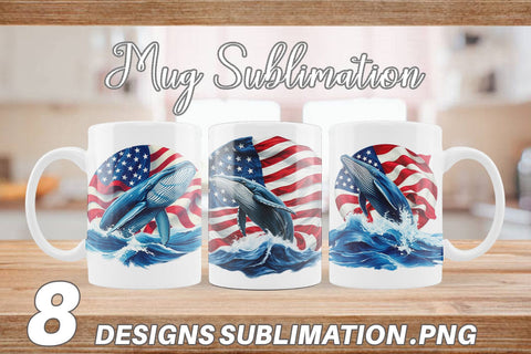 Mug Wrap Whale 4th of July Sublimation artnoy 