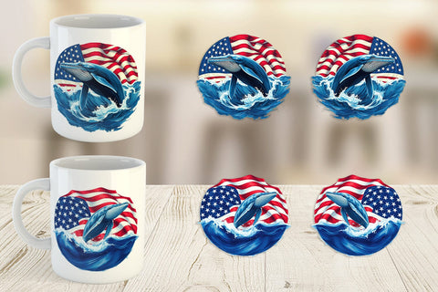 Mug Wrap Whale 4th of July Sublimation artnoy 