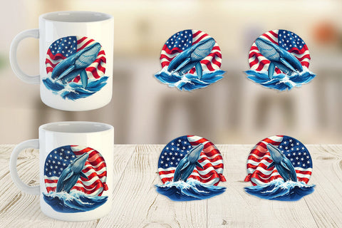 Mug Wrap Whale 4th of July Sublimation artnoy 