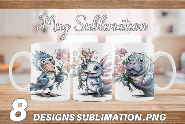 Mug Wrap Whimsical Animal Bouquet Sublimation artnoy 