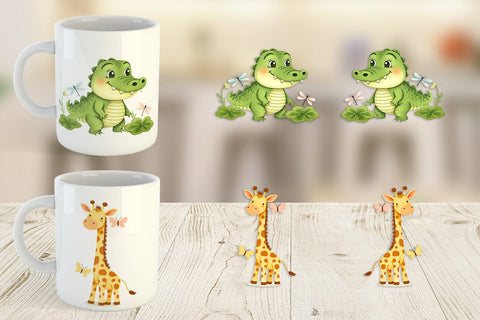 Mug Wrap Whimsical Animal Parade Sublimation artnoy 