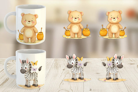 Mug Wrap Whimsical Animal Parade Sublimation artnoy 