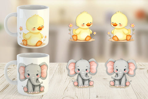 Mug Wrap Whimsical Animal Parade Sublimation artnoy 