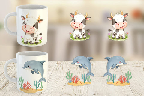 Mug Wrap Whimsical Animal Parade Sublimation artnoy 