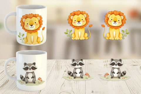 Mug Wrap Whimsical Animal Parade Sublimation artnoy 