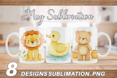 Mug Wrap Whimsical Animal Parade Sublimation artnoy 
