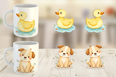 Mug Wrap Whimsical Animal Parade Sublimation artnoy 