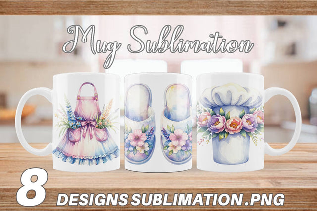 Mug Wrap Whimsical Apron & Chef Hat Sublimation artnoy 