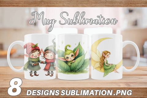 Mug Wrap Whimsical Christmas Elves Sublimation artnoy 