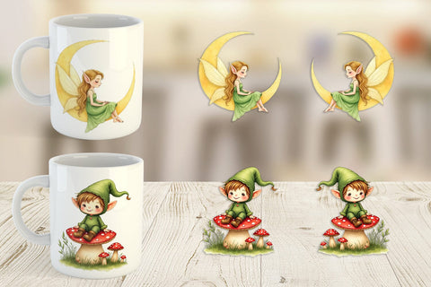 Mug Wrap Whimsical Christmas Elves Sublimation artnoy 