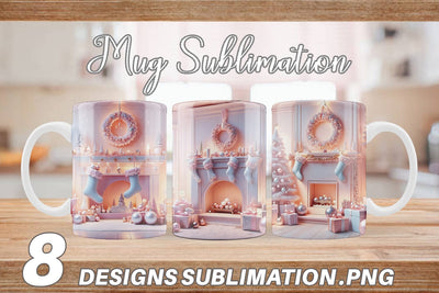 Mug Wrap Whimsical Christmas Scene Sublimation artnoy 