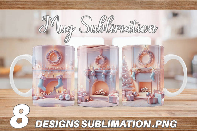 Mug Wrap Whimsical Christmas Scene Sublimation artnoy 