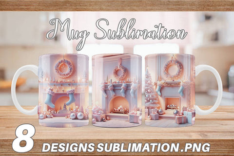 Mug Wrap Whimsical Christmas Scene Sublimation artnoy 