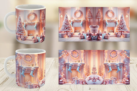 Mug Wrap Whimsical Christmas Scene Sublimation artnoy 