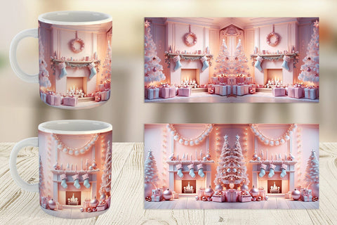 Mug Wrap Whimsical Christmas Scene Sublimation artnoy 