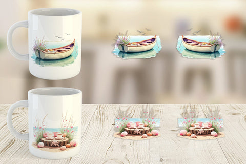 Mug Wrap Whimsical Coastal Escape Sublimation artnoy 