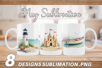 Mug Wrap Whimsical Coastal Escape Sublimation artnoy 