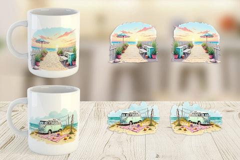 Mug Wrap Whimsical Coastal Escape Sublimation artnoy 