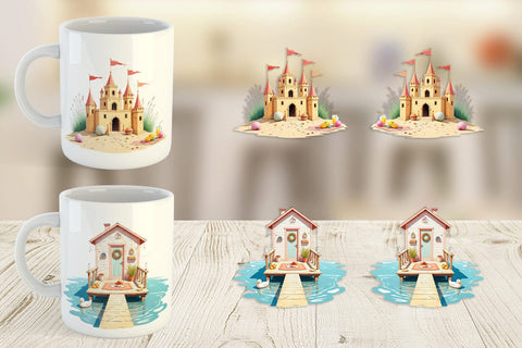 Mug Wrap Whimsical Coastal Escape Sublimation artnoy 