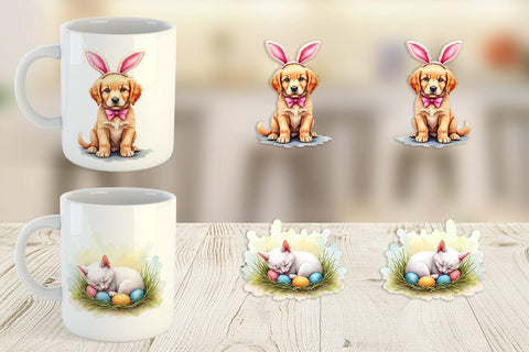Mug Wrap Whimsical Easter Pets Sublimation artnoy 