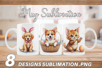 Mug Wrap Whimsical Easter Pets Sublimation artnoy 