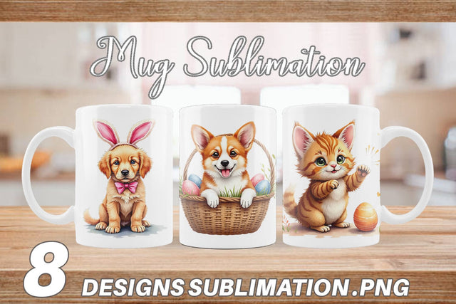 Mug Wrap Whimsical Easter Pets Sublimation artnoy 