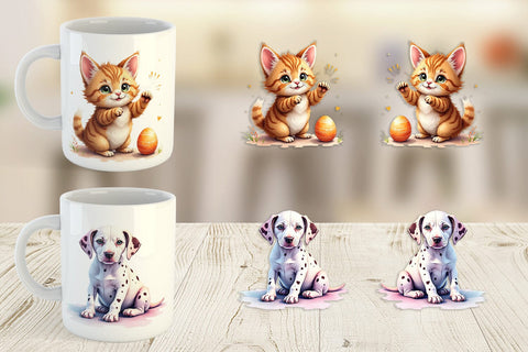 Mug Wrap Whimsical Easter Pets Sublimation artnoy 