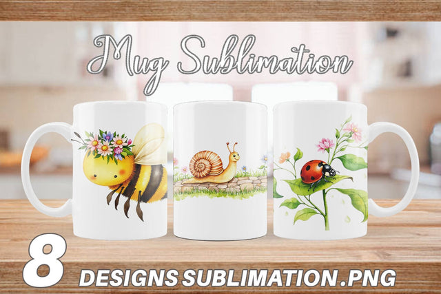Mug Wrap Whimsical Garden Creatures Sublimation artnoy 