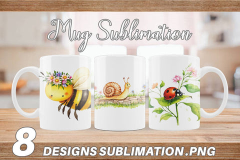 Mug Wrap Whimsical Garden Creatures Sublimation artnoy 