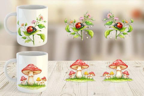 Mug Wrap Whimsical Garden Creatures Sublimation artnoy 
